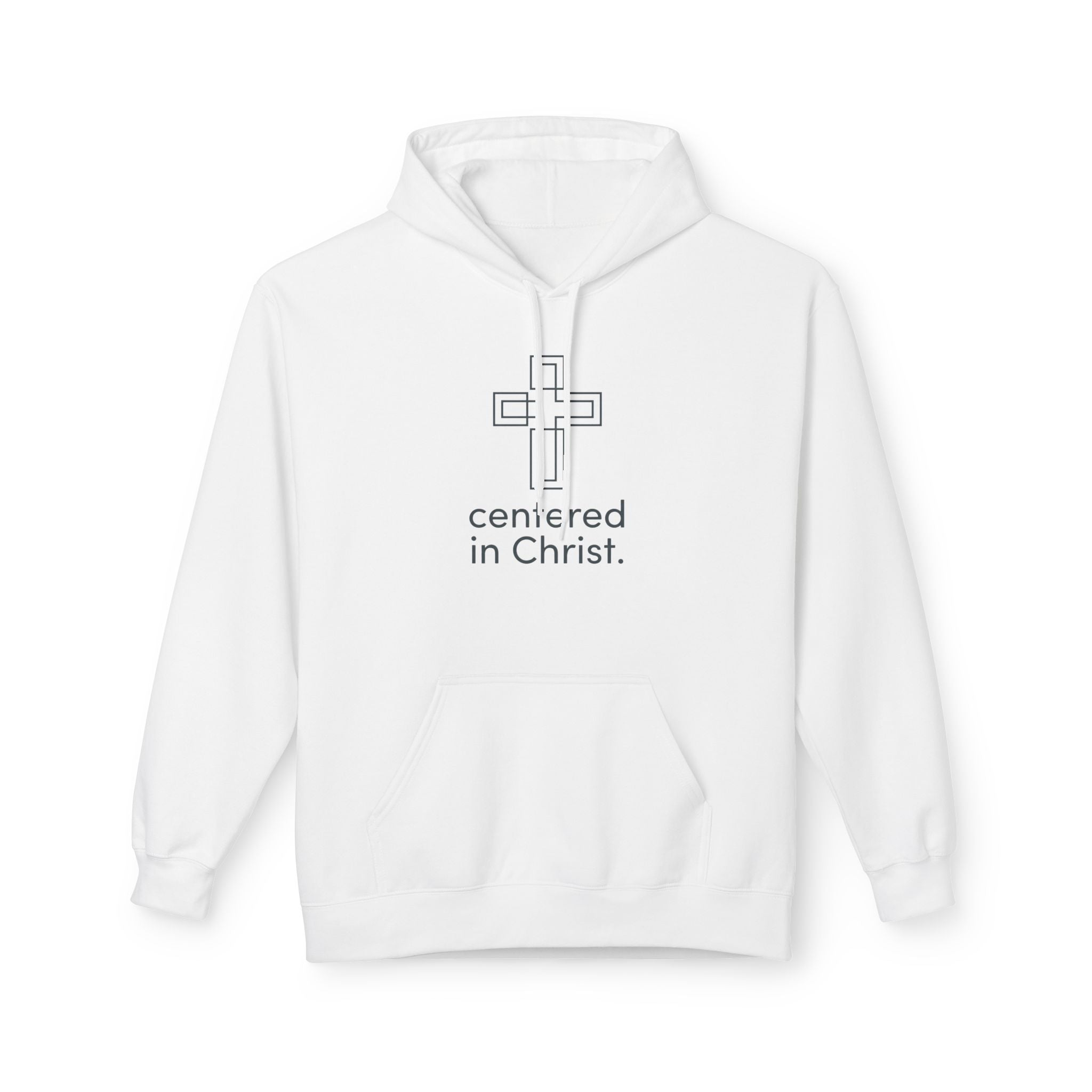 Centered in Christ Hoodie — Minimalist Cross Christian Faith Pullover